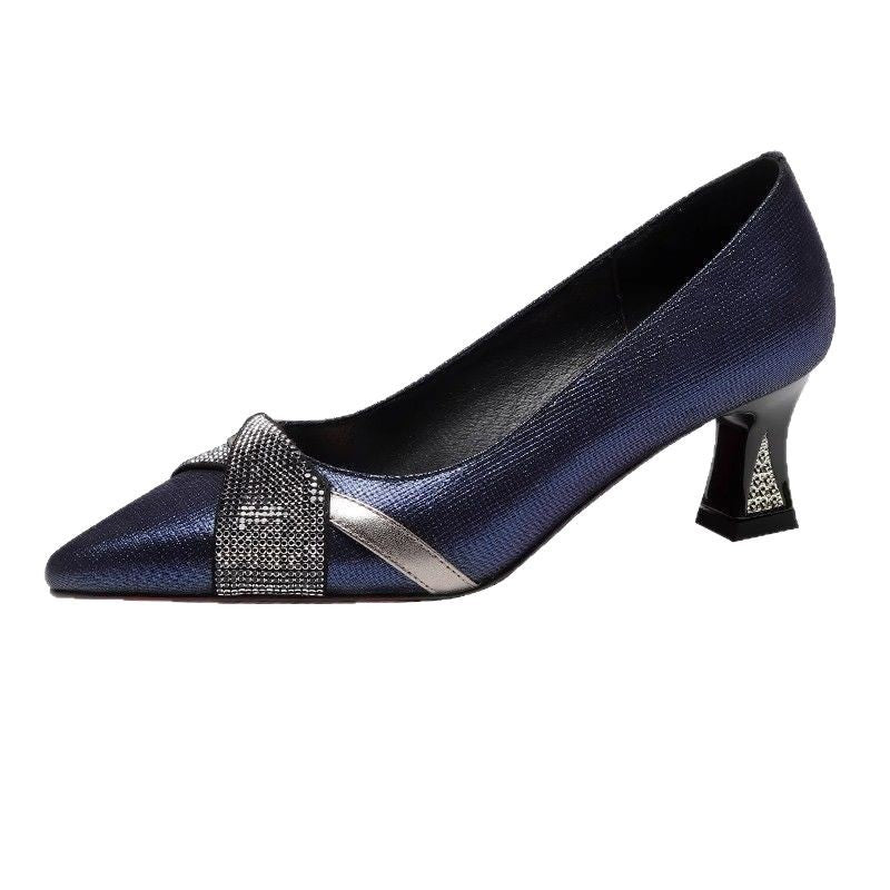 Women's Pointed-Toe Chunky Heel Dress Shoes | Slip-On Block Heel Pumps