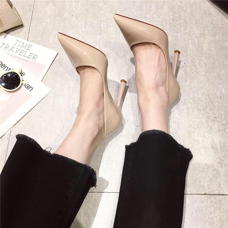 Women's Pointed-Toe Patent Leather Stiletto Heels | Slip-On Dress Pumps