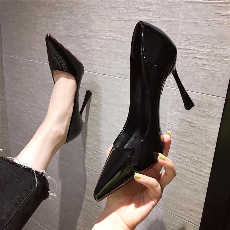 Women's Pointed-Toe Patent Leather Stiletto Heels | Slip-On Dress Pumps