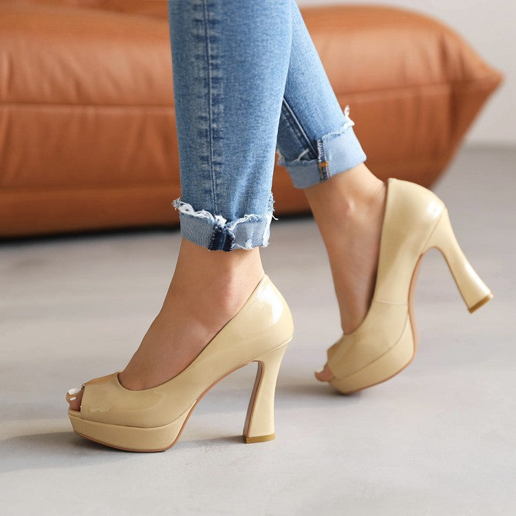 Women's Peep-Toe Stiletto Heels | Classic Solid Color High Heels | Fish-Mouth Slip-On Dress Shoes