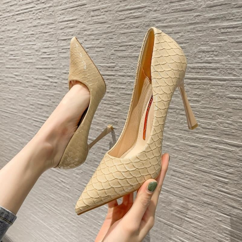 Women's Snake-Print Stiletto Heels | Pointed Toe Dress Shoes