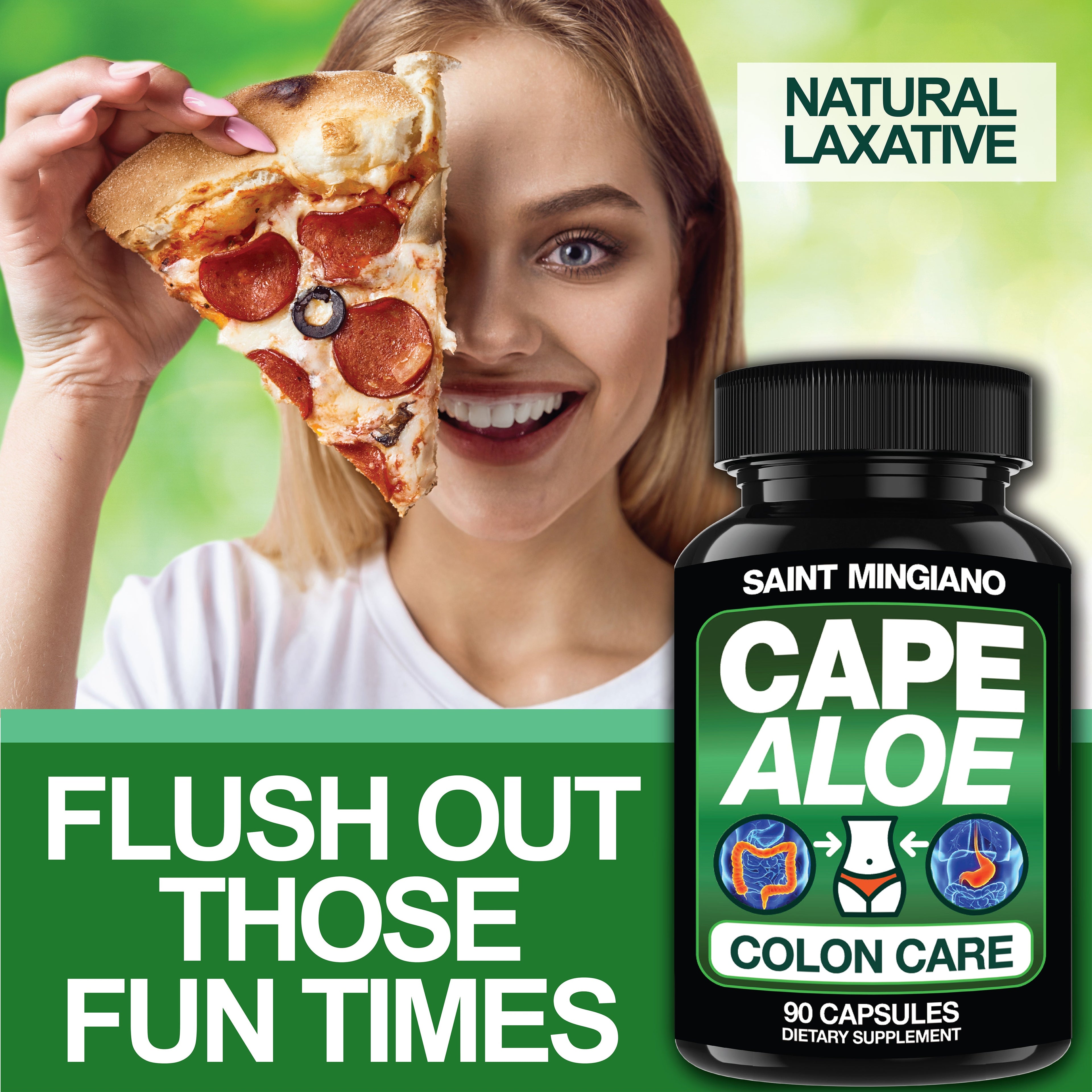 Cape Aloe Colon Cleanse, Detox & Flush - 90 Capsules. Gentle Constipation Relief