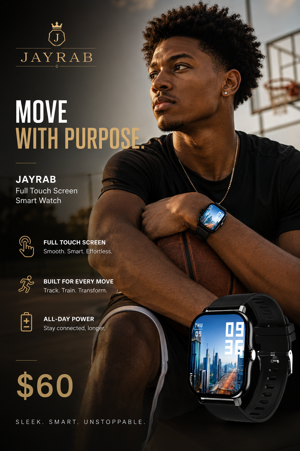 "Jayrab" Full Touch Screen Smart Watch