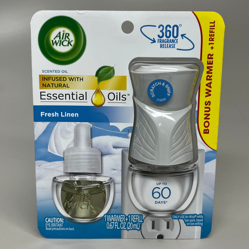 AIR WICK Plug in Air Freshener w/ Fresh Linen scent & essential oils .67 fl oz. / 20 ml (New) (May 10th-16th)Sale!