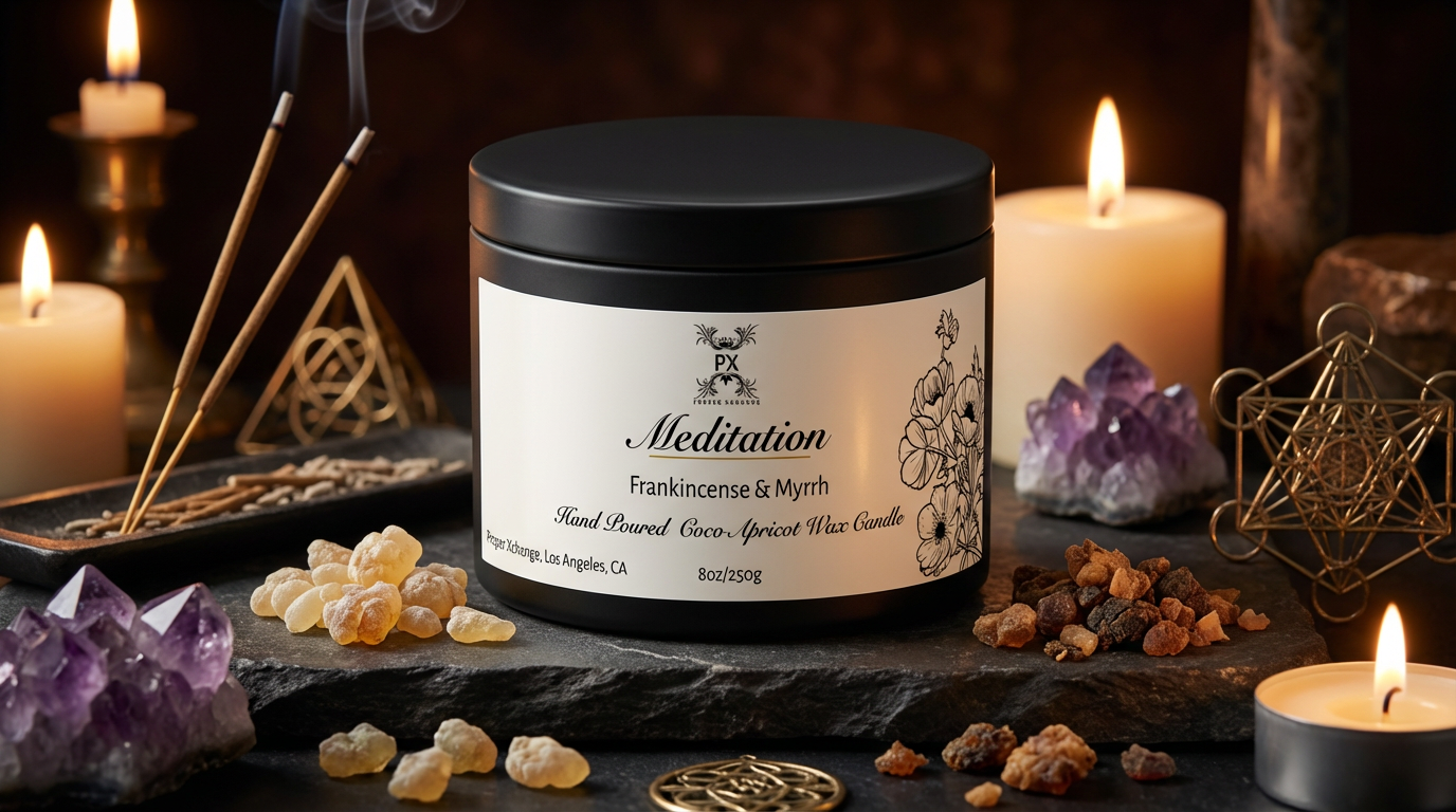 Meditation | Frankincense & Myrrh Luxury Aromatherapy Candle | 8oz