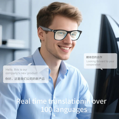 AI Smart Glasses – Bluetooth, Music & 130-Language Translation