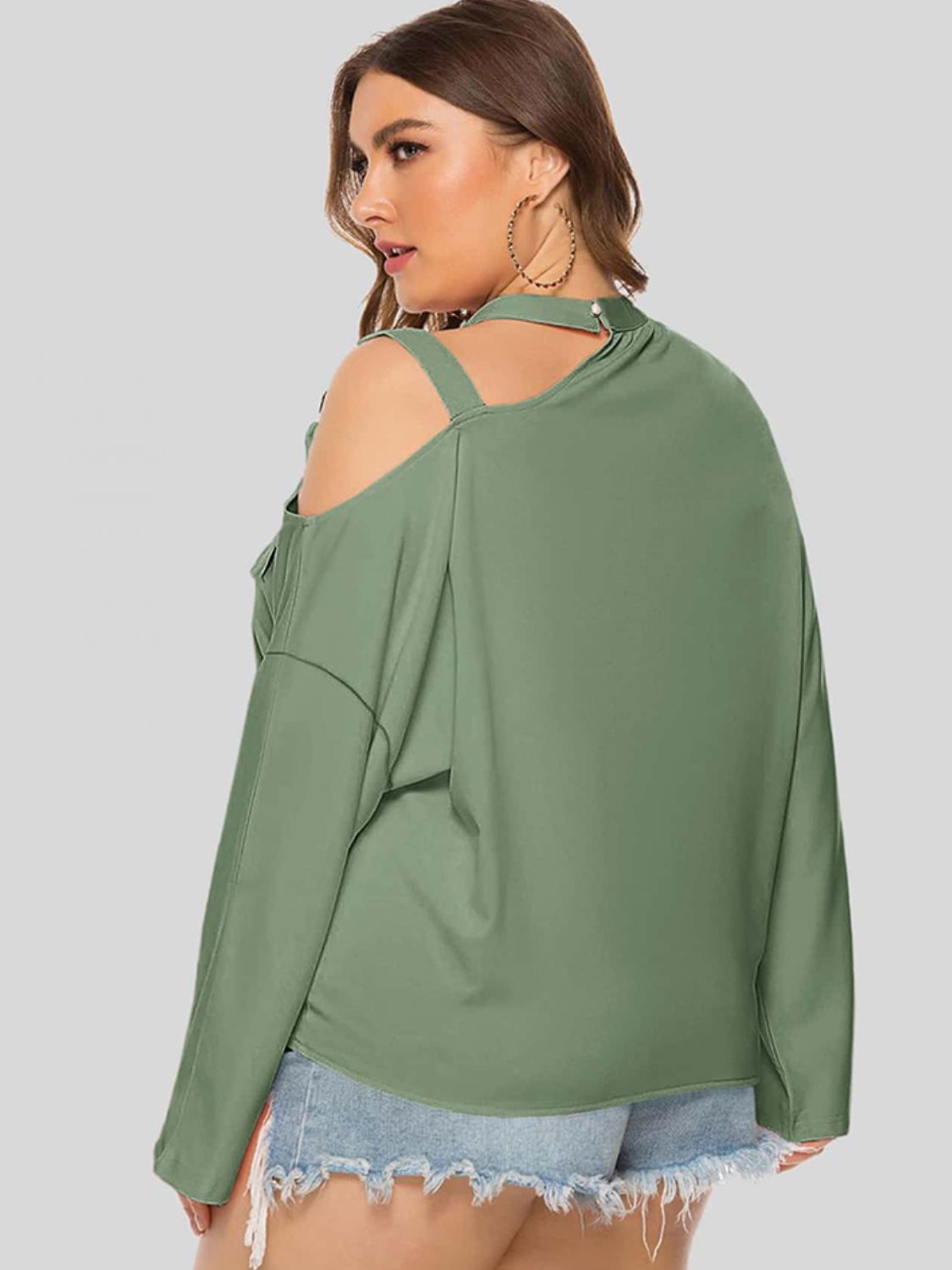 Plus Size Cold-Shoulder Tied Top See size chart under “more details”