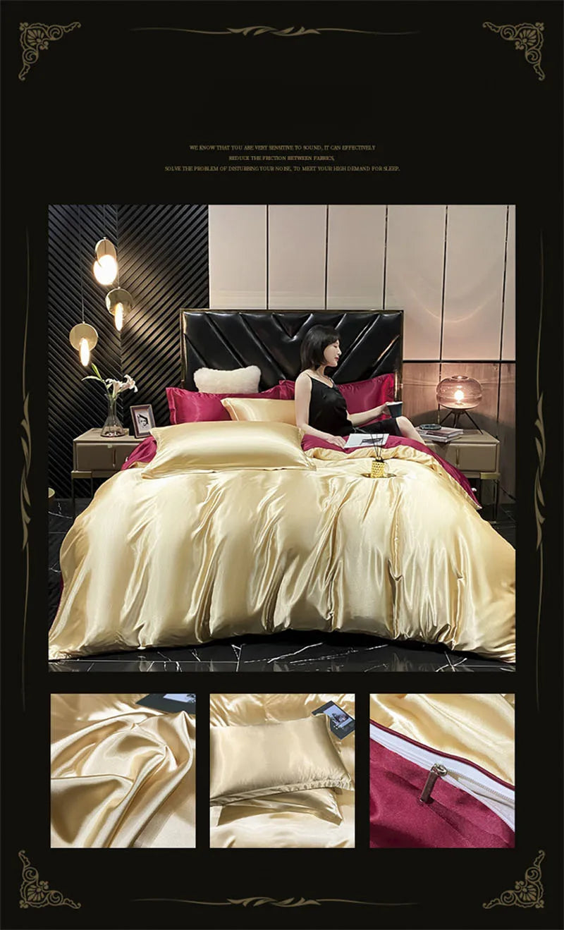 DecorBites™ Luxury Mulberry Silk Bedding Set - Queen/King Size