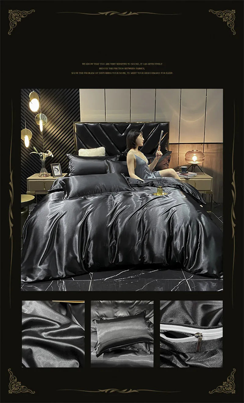 DecorBites™ Luxury Mulberry Silk Bedding Set - Queen/King Size