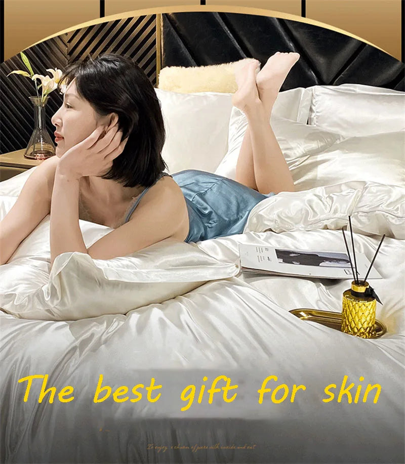 DecorBites™ Luxury Mulberry Silk Bedding Set - Queen/King Size