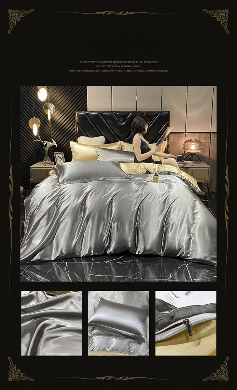 DecorBites™ Luxury Mulberry Silk Bedding Set - Queen/King Size