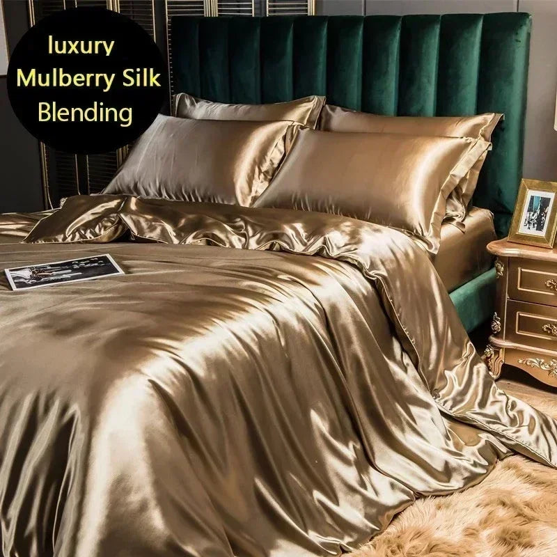 DecorBites™ Luxury Mulberry Silk Bedding Set - Queen/King Size