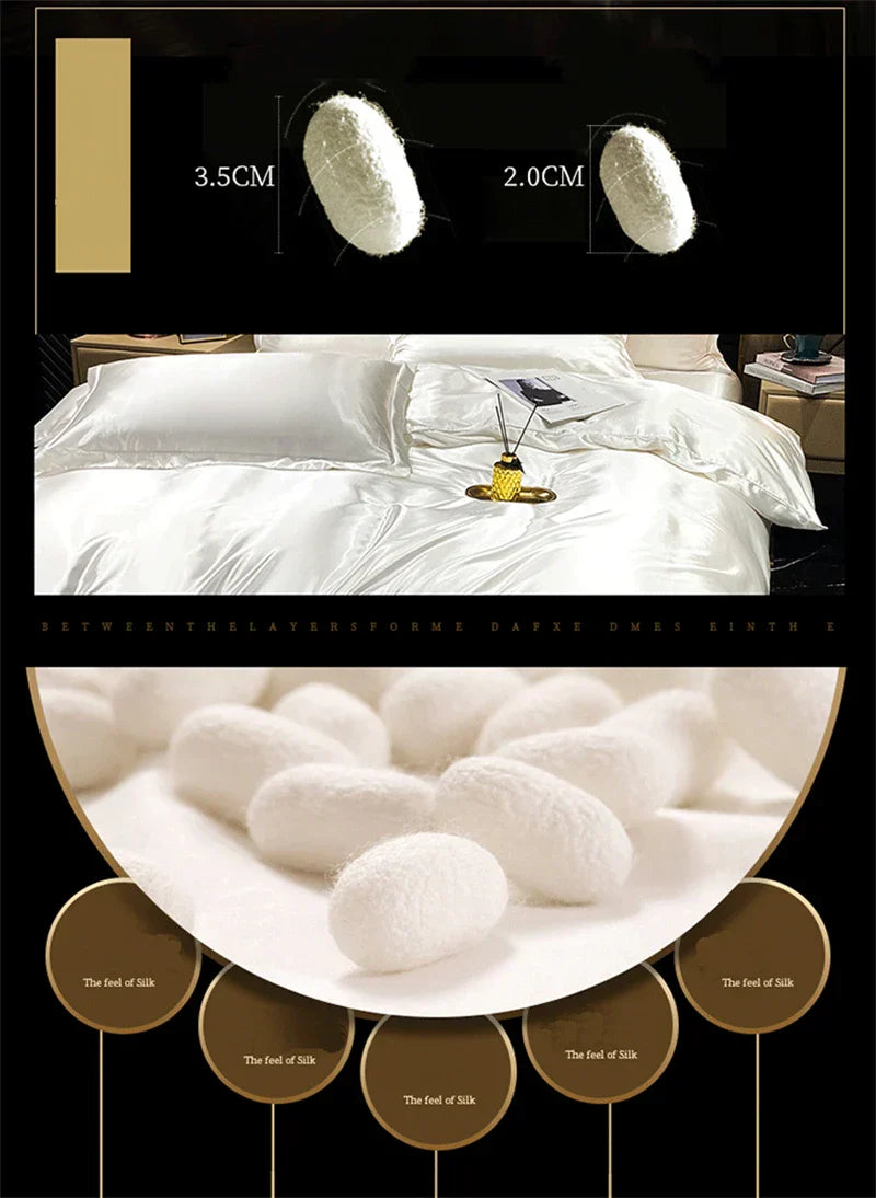 DecorBites™ Luxury Mulberry Silk Bedding Set - Queen/King Size