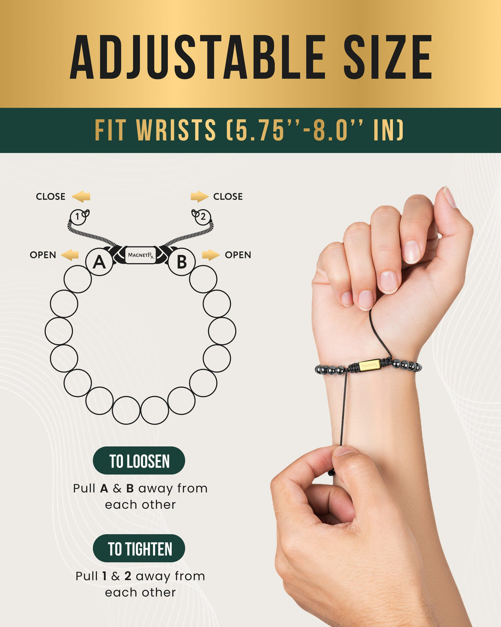High Power Magnetic Hematite Bracelet Gold Zeus