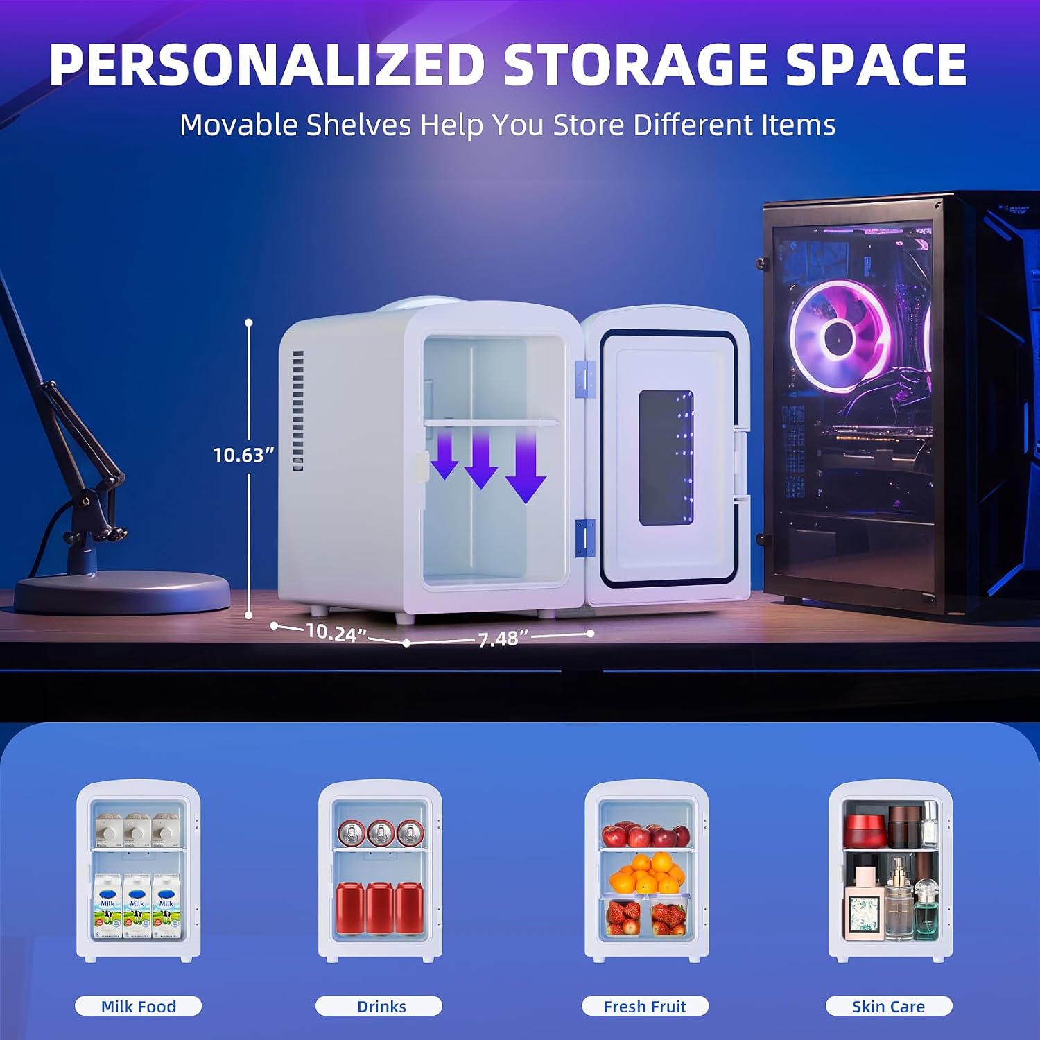 Mini Compact Refrigerator with Gaming Light  F3404L